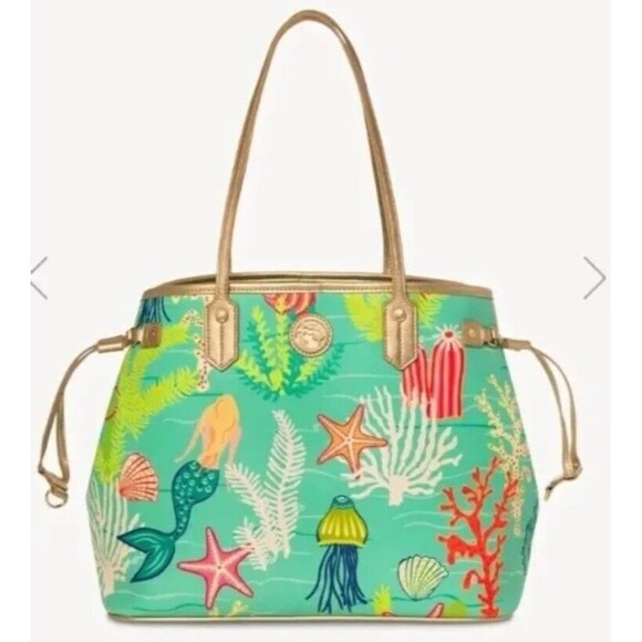 Spartina 449 GOLDEN MERMAID JETSETTER TOTE Work Shoulder BAG Purse STARFISH NWT - Picture 2 of 4